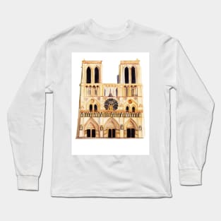 Watercolor - Notre Dame de Paris Long Sleeve T-Shirt